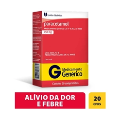 Paracetamol 750Mg União Química Com 20 Comprimidos