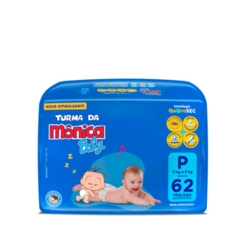 Fralda Descartável Turma Da Mônica Baby P Pacote 62 Unidades