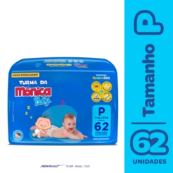 Fralda Descartável Turma Da Mônica Baby P Pacote 62 Unidades