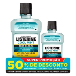 Kit Antisséptico Bucal Listerine Cool Mint Zero 500ml+250ml