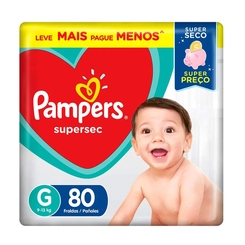 Fraldas Pampers Supersec Hiper G 80 unidades