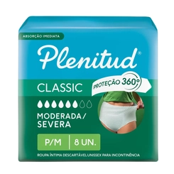 Fralda Adulto Roupa Intensa Plenitud Classic P / M 8unidades