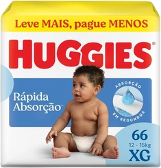 Fralda Huggies Rápida Absorção XG 66 unidades