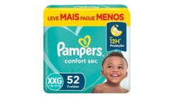 FRALDA PAMPERS HIPOALERGENICO PREM CAR XXXG 52UN