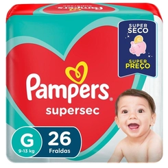 Fraldas Descartáveis Pampers Supersec G Pacote 26 Unidades