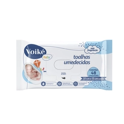 Toalhas Umedecidas Voiké Baby sem fragrância 48 unidades