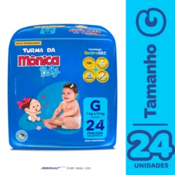 Fraldas Descartáveis Tamanho G Turma Da Mônica Baby 24Un