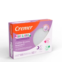 Fralda De Pano Pinte E Borde Cremer Com 5 Unidades