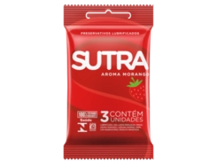 Preservativo Masculino Lubrificado Morango Sutra  3 Unidades
