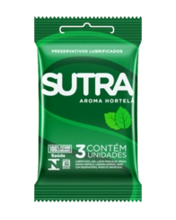 Preservativo Masculino Lubrificado Hortelã Sutra 3 Unidades