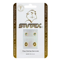 Brinco Classic Cristal Pequeno Dourado 1 Par - STUDEX