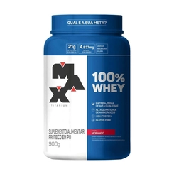 Whey Protein Max Titanium 100% Whey Morango 900G