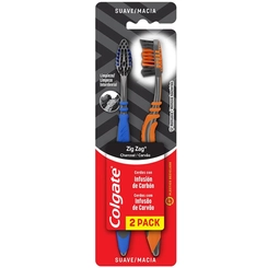 Escova Dental Colgate Zig Zag Carvão Com 2 Unidades