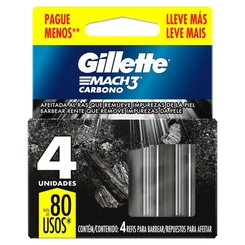 Refil para Aparelho de Barbear Gillette Mach3 Carbono 4 carg