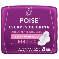 ABSORVENTE POISE DISCRETO COM ABA 8 UNIDADES