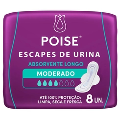 ABSORVENTES POISE REG LONGO COM ABA 8 UNIDADES
